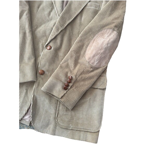 VINTAGE Lands End Mens 40L Tan Corduroy Blazer Sport Coat Jacket Elbow Patches - Picture 2 of 12